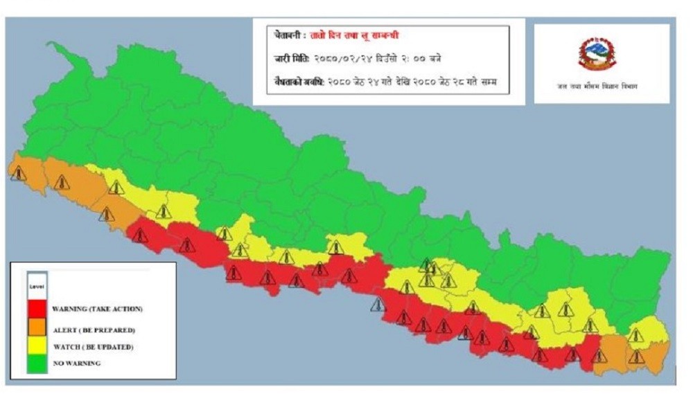 आज वागमती, गण्डकी, लुम्बिनी र सुदूरपश्चिम प्रदेशका केही ठाउँमा ठुलो पानी पर्ने सम्भावना