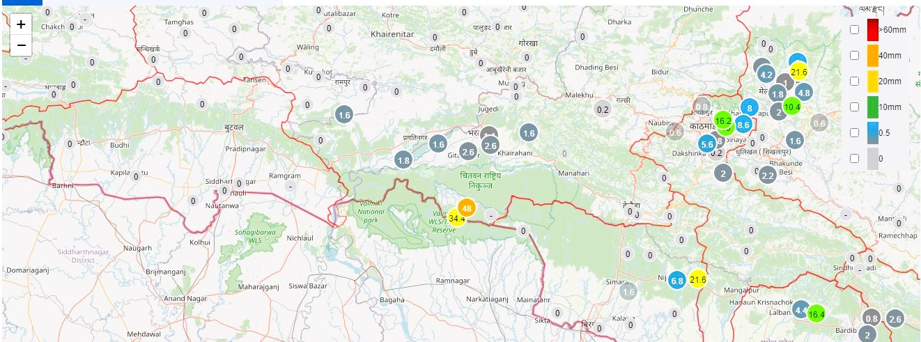 उदयपुर, चितवन र पर्सामा बिहानैदेखि भारी वर्षा